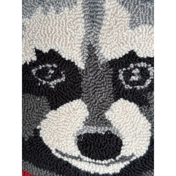 Raccoon Hooked Throw Pillow 18x18 Polyfill C&F Winter CAbin Lodge Farmhouse - Picture 2 of 8